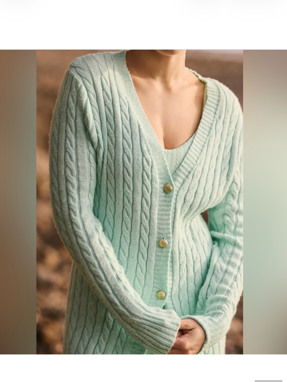 Beach Riot Mint Cable-Knit Cardigan - Picture 2 of 6